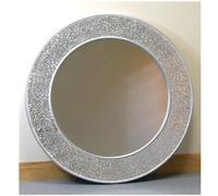 Biznest Medium Round Design Wall Mirror Silver Mosaic Frame