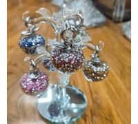 Biznest Medium Silver And Multicolor Crushed Diamond Crystal Filled Glass Apple Tree Ornament Statue Shelf Décor