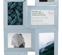 Biznest Melody All Clear Glass Multi Photo Frame 8 Apertures Openings With Mdf Base Wall Art Decorative Hanging 68 X 34 X 1.5 Cm