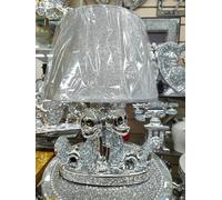 Biznest Mickey & Minnie Table Lamp Crushed Jewel Romany Diamante Silver Shelf Sitter Ornament Home Decor