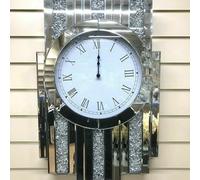 Biznest Mirrored Crushed Crystal Diamond Mantel Clock, Wall Hanging Decor Clock