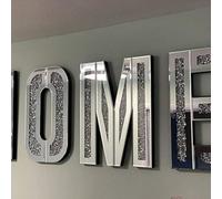 Biznest Mirrored Diamond Home Letters Crushed Crystal Mirror Diamond Wall Art