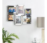 Biznest Mirrored Multi Aperture 6 Photo Frame 6" X 4" And 4" X 4" Home Decor Wall Mount Wedding Friends Gift