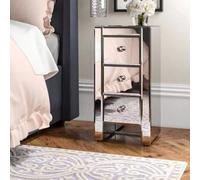 Biznest Mirrored Nightstand Silver Mini Drawer Mirrored Nightstand End Tables Bedside Table For Bedroom Living Room