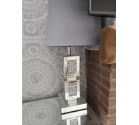 Biznest Mirrored Rectangle 2 Crushed Diamond Box Table Lamp Beautiful Bedside & Desk Table Lamp Height 71Cm Width 38Cm