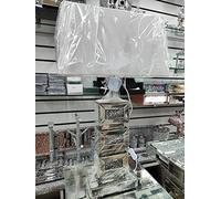 Biznest Mirrored Rectangle 3 Crushed Diamond Box Table Lamp Beautiful Bedside & Desk Table Lamp Height 71Cm Width 38Cm
