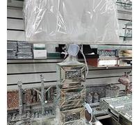 Biznest Mirrored Rectangle 3 Crushed Diamond Box Table Lamp Beautiful Bedside & Desk Table Lamp Height 71Cm Width 38Cm