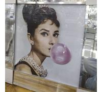 Biznest Modern Liquid Glitter Wall Art With Mirrored Edges 50X50Cm (Audrey Hepburn)