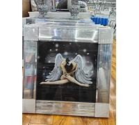 Biznest MODERN LIQUID GLITTER WALL ART WITH MIRRORED EDGES 50X50CM (SITTING ANGEL WITH WINGS)
