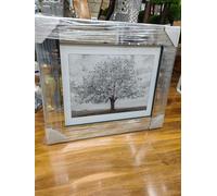 Biznest MODERN LIQUID GLITTER WALL ART WITH MIRRORED EDGES 55X55CM (JO MALONE FLOWER POD)