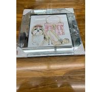 Biznest MODERN LIQUID GLITTER WALL ART WITH MIRRORED EDGES 55X55CM (OPEN TOE FLUFF)