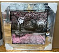 Biznest MODERN LIQUID GLITTER WALL ART WITH MIRRORED EDGES Extra Large Size 55X55Cm (Bench Scene)