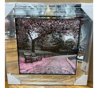 Biznest Modern Liquid Glitter Wall Art With Mirrored Edges Extra Large Size 55X55Cm (Bench Scene)