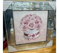 Biznest Modern Liquid Glitter Wall Art With Mirrored Edges Extra Large Size 55X55Cm (Million Roses Pink)