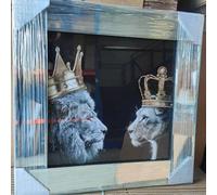 Biznest Modern Liquid Glitter Wall Art With Mirrored Edges King & Queen Extra Large Size 55X55Cm (Biz1068)