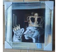 Biznest Modern Liquid Glitter Wall Art With Mirrored Edges Queen & Boy Extra Large Size 55X55Cm (Biz1082)