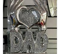 Biznest Mom & Dad Heart Hand Silver Crushed Diamond Crystal Ornament Home Decor Gift (Dad)