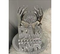 Biznest Mom & Dad Heart Hand Silver Crushed Diamond Crystal Ornament Home Decor Gift (DAD)