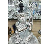 Biznest Monkey Table Lamp Crushed Jewel Romany Diamante Silver Shelf Sitter Ornament Home Decor