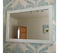 Biznest Mosaic Effect Resin Large Wall Mirror 48X68Cm, Home Decorative, Living Room, Bedroom Room (Silver)
