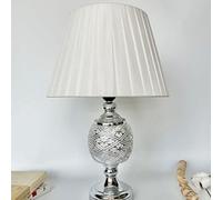 Biznest Multi Colour Ceramic & Chrome Metal Base And Soft White Fabric Shade For A Modern Table Lamp 50 Cm (Ornate Base T053)