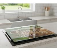 Biznest Multicolour Highland Cow Universal Hob Cover Plate 5Mm Tempered Glass 4X Feet Rectangle Chopping/Cutting Board Kitchen Decor Worktop Surface Saver 60 X 52 Cm (HOB Cover)