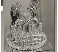 Biznest Mum Heart Hand Crushed Diamond Crystal Ornament Home Decoration Bedroom Living Room Best Gift For Mother's Day (Silver)