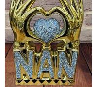 Biznest Nan Heart Hand Silver Crushed Diamond Crystal Ornament Home Decor Gift Bling Nan (Gold)