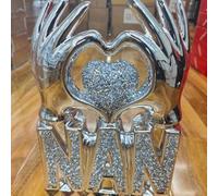 Biznest Nan Heart Hand Silver Crushed Diamond Crystal Ornament Home Decor Gift Bling Nan (Silver)