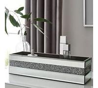 Biznest New Crushed Diamond Crystal Bling Mirrored Tray Storage Box Harper Gem Storage Tray