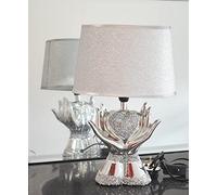 Biznest New Crushed Diamond Silver Ceramic Bling Table Lamp Home Heart in Hand Style Shade