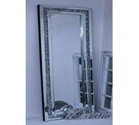 Biznest New Diamond Crush Crystal Large Sparkly Silver Wall Mirror 120X40Cm Living Room Collection Of Biznest Store