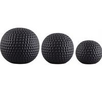Biznest New Elegant Set Of 3 Ceramic Dimpled Spheres Ornaments Decorative Look Different Sizes (MATTE BLACK)