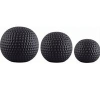 Biznest New Elegant Set Of 3 Ceramic Matte Black Dimpled Spheres Ornaments Decorative Look Different Sizes