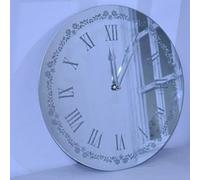Biznest New Flowery Silver Sparkle Glitter Mirrored Wall Clock Roman Number Wall 35Cm