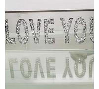 Biznest New Large Bling Silver Crushed Crystal Mirror I Love You Wall Art Hanging Plaque