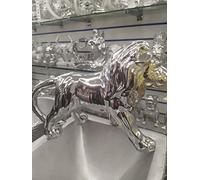 Biznest New Silver Crushed Chrome Diamond Sparkly Lion Ornament, Shelf Sitter