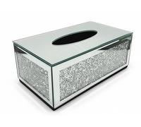 Biznest New Silver Crushed Crystal Diamond Tissue Box, Diamante Bling, Living Room Uk