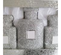 Biznest New Silver Crushed Diamond Sparkling Art On Empty Spray Bottle Ornament Vibrant Decor Pack Of 3