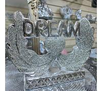 Biznest New Silver Diamond Ceramic Crushed Dream Heart With Wings Ornament Home Décor
