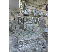 Biznest New Silver Diamond Ceramic Crushed DREAM Heart With Wings Ornament Home Décor