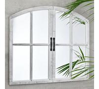 Biznest New White Rustic 72X65Cm Window Style Wall Mirror Simply Stylish Decor Mirror White Wall Window Mirror