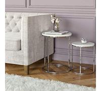 Biznest Norsk Nest Of 2 Tables Chrome Legs With White High Gloss Top Round