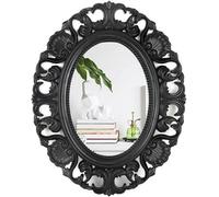 Biznest Oval Baroque Hanging Mirror Beautiful Wall Mirror Chic Mirror Home Decor Best For Gift 62X50Cm (Black)