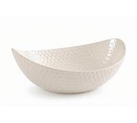 Biznest Oval Shape White Ceramic Fruit Bowl Kitchen & Dining Table Ornament Home Décor Gift Storage Matte Finish 29.5X24X11.5Cm