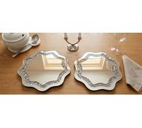 Biznest Pack Of 2 Silver Glass Crushed Crystal Diamond Wavy Round Shape Placemats Dinner Table Display Home Decor 25X25Cm Diameter