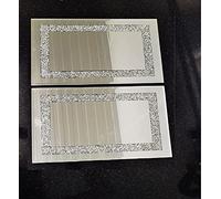 Biznest (Pack Of 2) Stylish 20X30Cm Crushed Diamond Crystal Table Placemats Table Mirrored Silver Crushed Jewel Crystals Placemats Border Crushed
