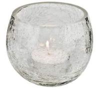 Biznest Pack Of 4 Fashionable Crackle Glass Candle Holder (6.5Cm) - Clear