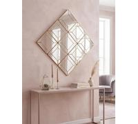 Biznest Pack Of 9 Contemporary Gold Diamond Shape Wall Hanging Mirror Medium Size Bevelled Edges Style Plastic Framed Home 30Cm D