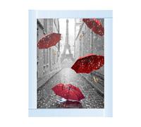 Biznest Parisienne Street Red Umbrellas Glitter Liquid Wall Art